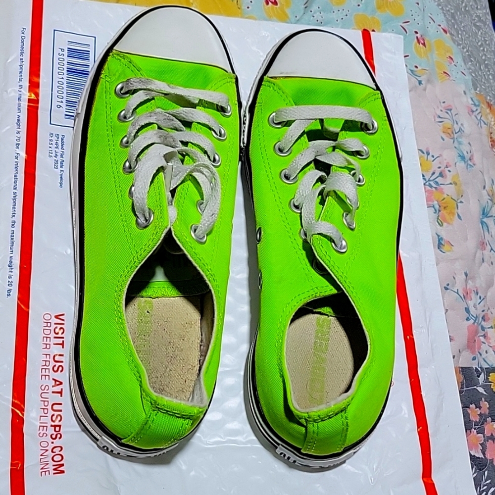 Lime green Converse shoes size 8